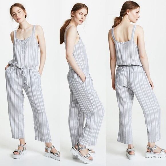 Rails Brooklyn Caldas Stripe Linen Blend Jumpsuit M - Picture 1 of 11
